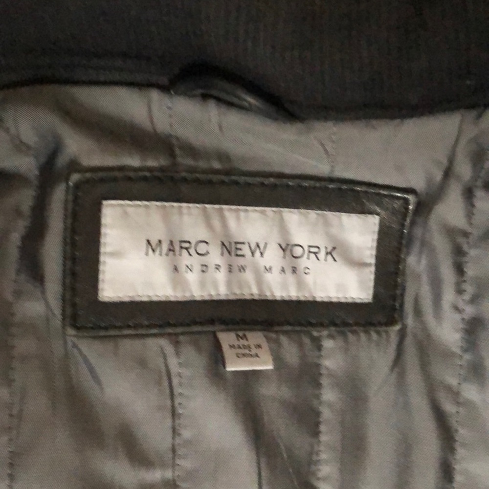 Marc New York Men’s Black Leather Jacket with Removable Wool Bib - Picture 10 of 12